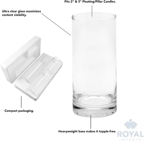 Vista 4 de Royal Imports Jarrones Cilíndricos de Vidrio para Centros de Mesa – Juego de 3 Jarrones Hurricane Transparentes para Bodas, Decoración de Mesa