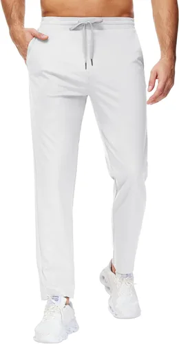 Vista 15 de Pantalones deportivos altos para hombre con entrepierna de 29/34/36 pulgadas con bolsillos con cremallera, pantalones deportivos para correr