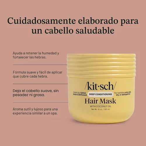 Vista 4 de Kitsch Mascarilla capilar hidratante con aceite de coco para cabello dañado