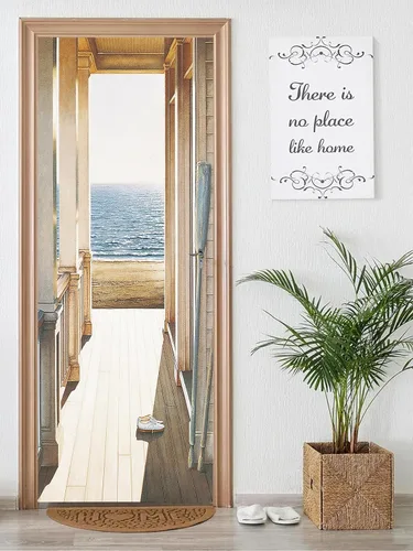 Vista 10 de artfanke Adhesivo de puerta 3D Despegable y pegable 76.95 cm x 200 cm - Envolturas de puerta autoadhesivas Murales Papel tapiz - Habitación