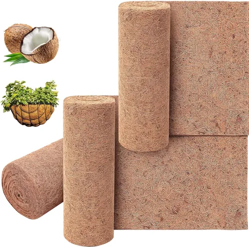 Vista 7 de Jetec Revestimientos de coco para macetas, 12 x 120 pulgadas, cesta de flores de coco natural, alfombra de reptiles, tapete de fibra, decoración