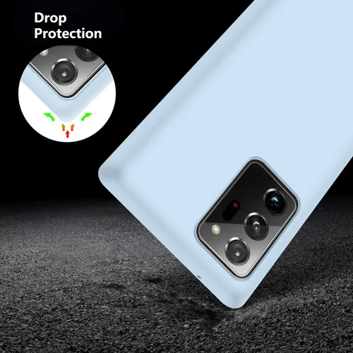 Vista 4 de Diseñada para Galaxy Note 20 Ultra, funda de goma de gel de silicona líquida a prueba de golpes, cojín de forro de tela de microfibra suave