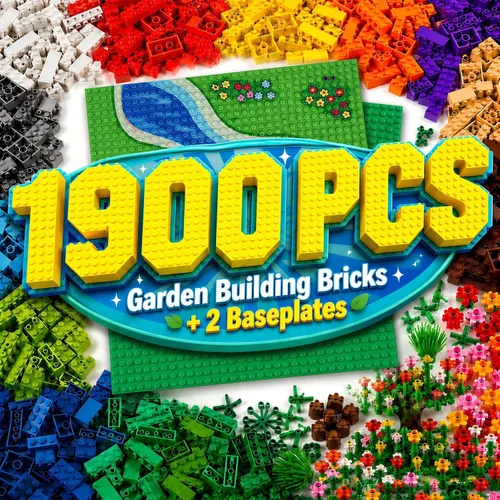 Vista 10 de Juego de 1600 piezas de ladrillos de construcción con 32 ruedas de bloques de construcción, juego clásico de bloques a granel, juguete creativo DIY
