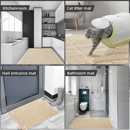 Vista 6 de Alfombrilla para Arena de Gatos, Alfombrilla Atrapa Arena Suave para las Patas de Gatitos, 35" x 24" Alfombrilla para Caja de Arena de Gatitos