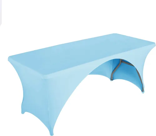 Vista 11 de LZY Paquete de 2 manteles ajustables para mesas plegables de 6 pies, espalda abierta, manteles rectangulares de elastano/elástico/elásticos