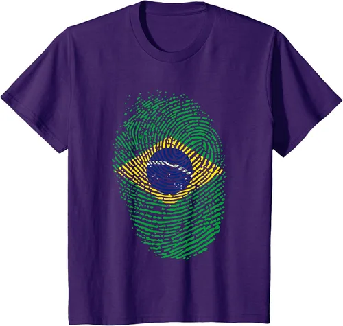 Vista 41 de Camiseta patriótica de la bandera brasileña con huella dactilar Asphalt Grey