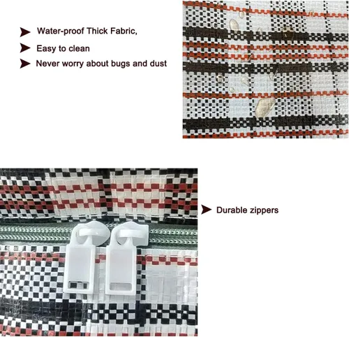 Vista 4 de Bolsas de mudanza extragrandes resistentes, bolsas de almacenamiento organizadoras gigantes de 168L con cremallera duradera, bolsas resistentes al