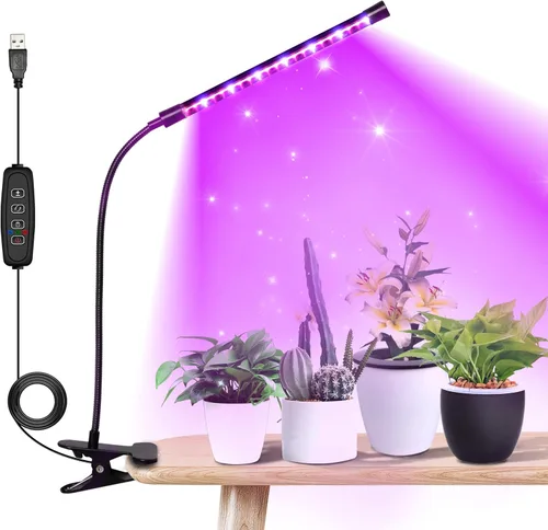 Vista 25 de iPower Luz LED de crecimiento con espectro completo para plantas de interior, cuello de cisne ajustable, 5 niveles regulables, 3 modos de Blanco