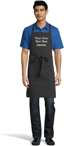 Vista 7 de Delantal personalizado con texto en inglés "Add a name", diseño bordado, unisex, extra largos, delantales para adultos, 23 pulgadas de ancho x 34