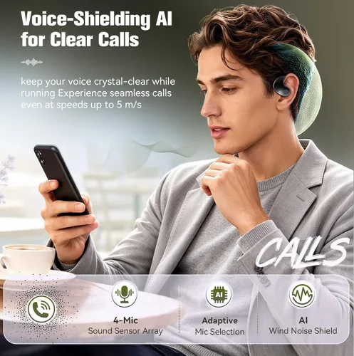 Vista 7 de Xmenha Audífonos Sobre la Oreja Audífonos Abiertos Audífonos Sobre la Oreja Audífonos de Conducción Ósea por Aire Audífonos de Conducción Ósea por