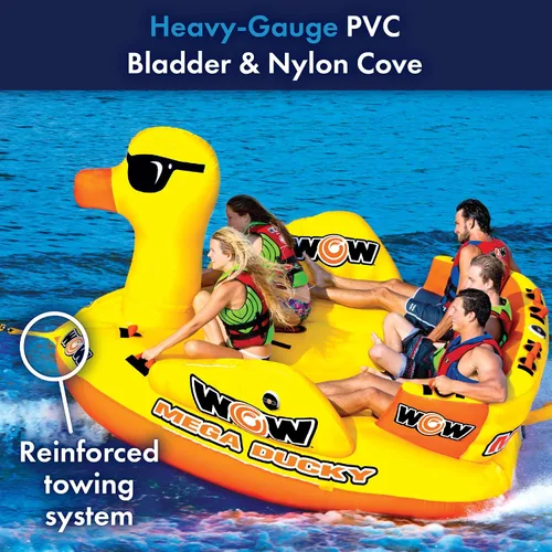 Vista 4 de WOW Sports Mega Ducky 19-1060, 1 a 5 personas remolcable, puntos de remolque delanteros y traseros - Tubo de agua para 5 personas, remolcable