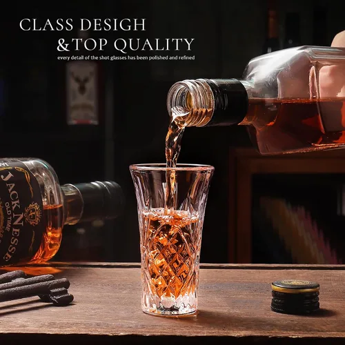 Vista 11 de Paquete de 6 vasos de chupito a granel con base pesada de 2 onzas pequeñas vasos de chupito para vodka, whisky, tequila, expreso, juego de licor