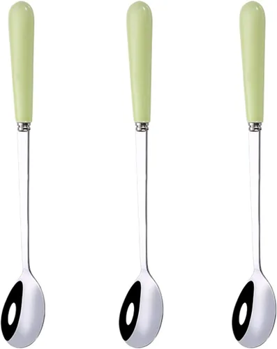 Vista 11 de 3 cucharas de mezcla para café, postre, helado, batido, cucharadita de acero inoxidable con mango de cerámica, cucharadas de café expreso, cucharas