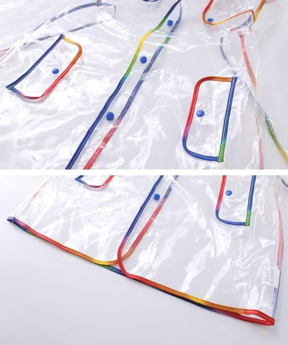 Vista 5 de Hiheart Impermeable unisex de EVA con capucha para niños, transparente, con borde