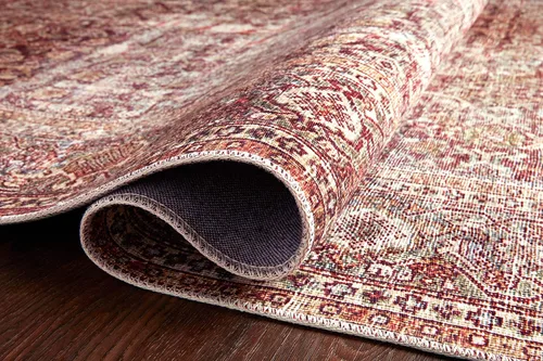 Vista 6 de Loloi - Tapete corredor pelo corto sala estar, suave, duradero, colección Layla, estampado envejecido retro, no desprende pelo, fácil limpiar, 13 in