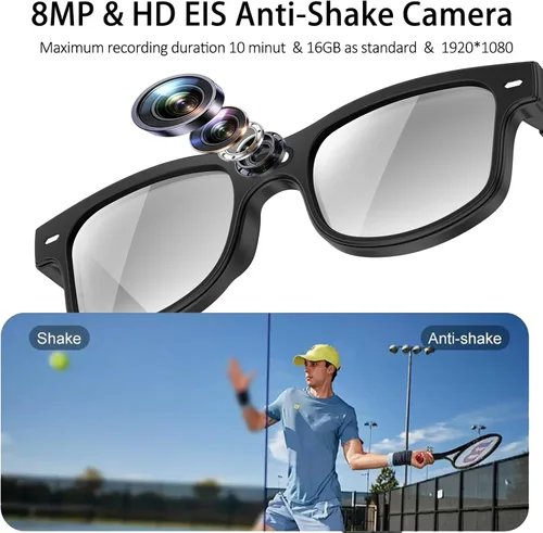 Vista 7 de AI Smart Glasses with Camera, 8MP HD Video Recording Camera Smart Sunglasses, Bluetooth Translation Sunglasses, Touch Control Open Ear Audio