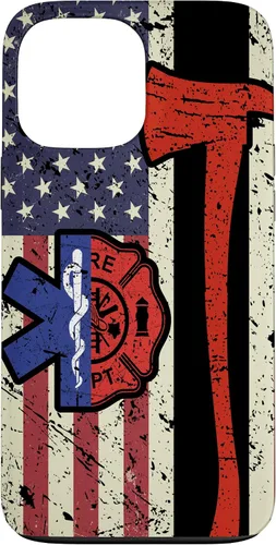 Vista 23 de Funda para iPhone 16 EMT Firefighter American Flag Patriot Paramedic Firefighter