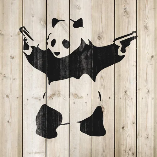 Vista 4 de Plantilla de Banksy Panda with Guns, plantilla divertida, plantilla de panda de Banksy, plantilla de Banksy, plantilla de Banksy, plantillas