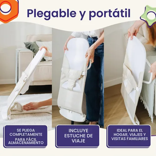 Vista 4 de ComfyBumpy - Asiento gorila para bebé, 100% tela de algodón orgánico y malla transpirable, 3 posiciones plegable, portátil, con funda de transporte