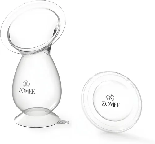 Vista 2 de Zomee Extractor de leche manual de silicona - Botella de recolección de leche manos libres para madres lactantes - Sin BPA, a prueba de fugas