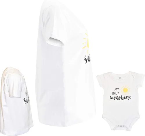 Vista 5 de Unique Baby Mommy and Me Camisas You are My Sunshine, Blanco