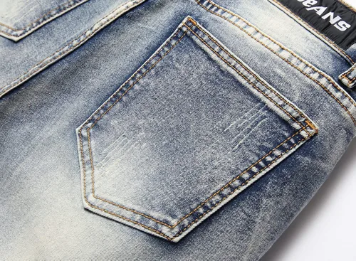 Vista 7 de Jeans ajustados de ajuste recto lavado de moda para hombre