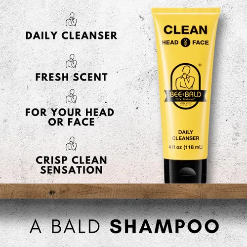 Vista 3 de Bee Bald Clean Limpiador diario de cabeza y cara, refresca y lava a fondo, cuidado de la cabeza calva premium para hombres y mujeres, 4 onzas