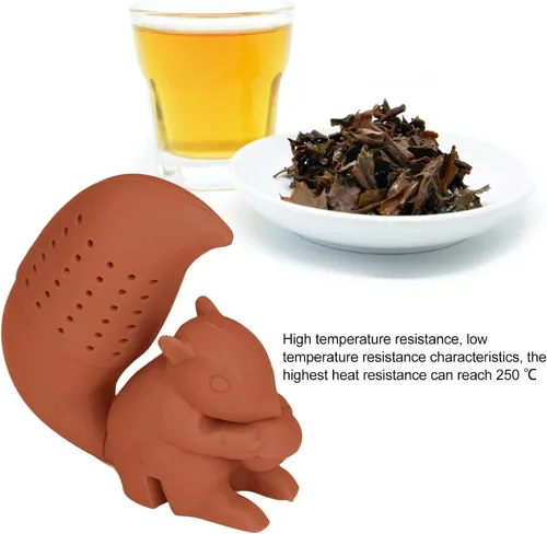 Vista 4 de Infusor de té en forma de ardilla, colador de silicona reutilizable para té o café de hojas sueltas