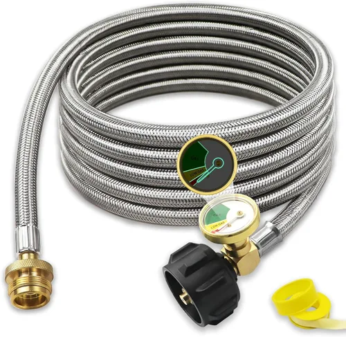 Vista 9 de Adaptador de manguera de propano de 6 pies de 1 libra a 20 libras, manguera de tanque de propano trenzada de acero inoxidable de 1 libra