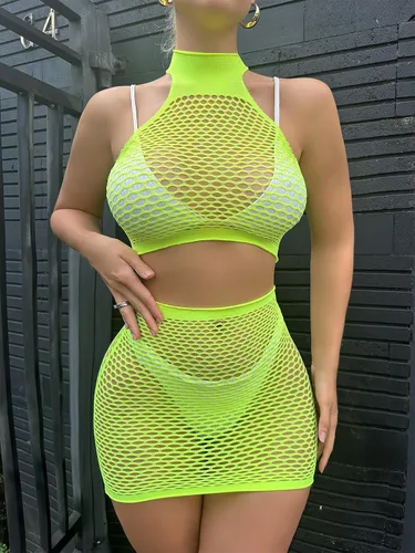 Vista 7 de Lencería de malla para mujer, mini vestido tipo babydoll de malla transparente, para el día de San Valentín, lencería