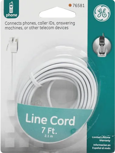 Vista 2 de Power Gear Cable de línea telefónica, 2,1 metros, cable de teléfono, conectores modulares, funciona para teléfono, módem o máquina de fax, para uso