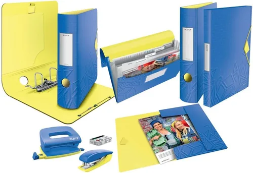 Vista 5 de Leitz Carpeta de 3 solapas, capacidad para hasta 150 hojas A4, cierre elástico, plástico flexible, azul, rango Urban Chic, 46490032