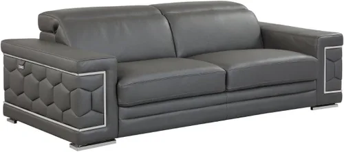 Vista 17 de Blackjack Furniture Usry - Sofá tapizado de piel italiana, color caqui
