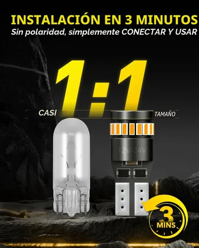 Vista 5 de AUXITO - Foco LED 194, amarillo ámbar, 168, 175, 2825, W5W, T10, kit de luces LED de repuesto sin error Canbus para interior de auto, cúpula