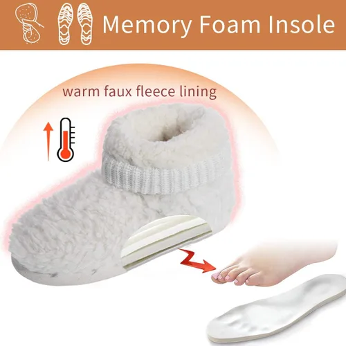 Vista 3 de Pantuflas de tobillo mullidas de forro polar sintético para mujer, cómodas y cálidas, con forro de felpa, suela antideslizante, para interiores