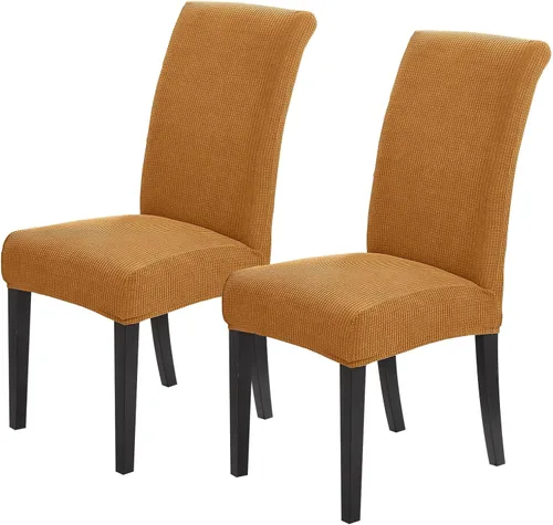 Vista 65 de Joccun - Juego de 2 fundas para sillas de comedor, fundas elásticas para sillas de comedor, fundas de asiento para sillas de comedor, funda de Negro
