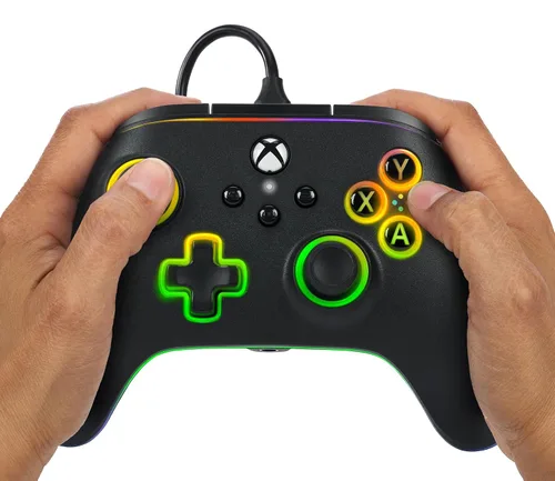 Vista 6 de PowerA Advantage Wired Controller for Xbox Series XS with Lumectra - Black, gamepad, wired video game controller, gaming controller, works with Xbox