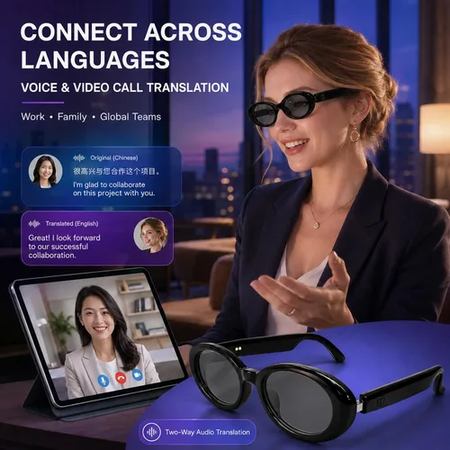 Vista 5 de GenXenon Negro Cat-Eye Chic Smart Translation Gafas de sol polarizadas Marrón