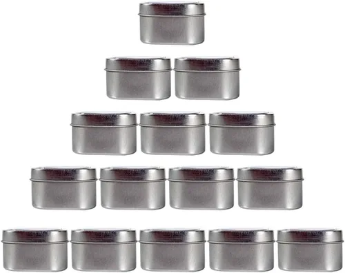 Vista 8 de Latas cuadradas de metal con tapas de ventana, paquete de 15 latas de plata cuadradas vacías para hacer velas, dulces, regalos y tesoros (4 onzas)