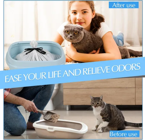 Vista 6 de Jutom 14 bolsas de arena para tamizar con cordón, bolsas de arena para gatos con agujeros, 31 x 18 pulgadas, bolsas de cordón gruesas portátiles