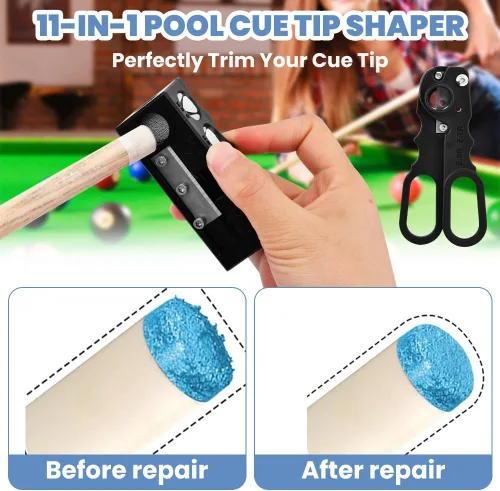 Vista 4 de Kit de herramientas moldeador de puntas de taco de billar, multifunción, raspador de punta de taco para dar forma y bruñido, accesorios de taco