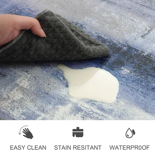 Vista 3 de MAYHMYO Juego de 2 tapetes de cocina antifatiga, diseño de mármol y azul, alfombrillas acolchadas y antideslizantes
