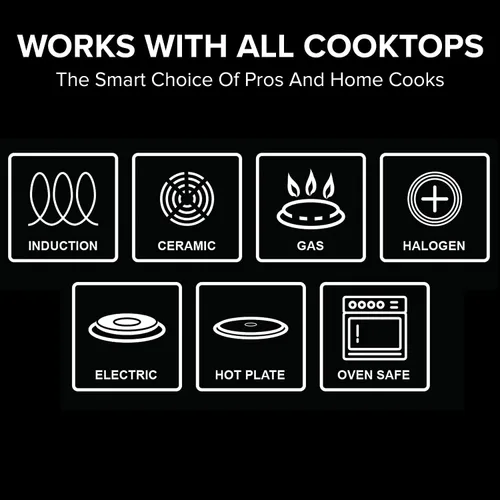 Vista 3 de Nuwave Sartén comercial de acero inoxidable de tres capas de 3 cuartos con tapa, tecnología de calentamiento uniforme, construcción profunda 18/10