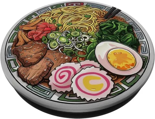Vista 2 de Amante del ramen japonés comida fideos sopa anime amante PopSockets adhesivo PopGrip