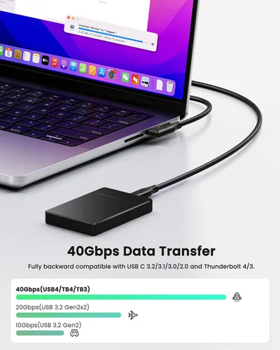 Vista 2 de Fasgear Cable USB4 de 40 Gbps USB C a USB C de 3.3 pies - Cable tipo C de 240 W de carga rápida, cables de pantalla HD compatibles con 8K @60Hz/4K