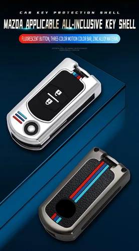 Vista 3 de ontto Funda plegable de 2 botones para llavero Mazda 2 3 5 6 RX8 CX5 CX7 CX9 MX5 MPV Miata Car Key Remote Case Metal Key Shell Soft Siliclicon