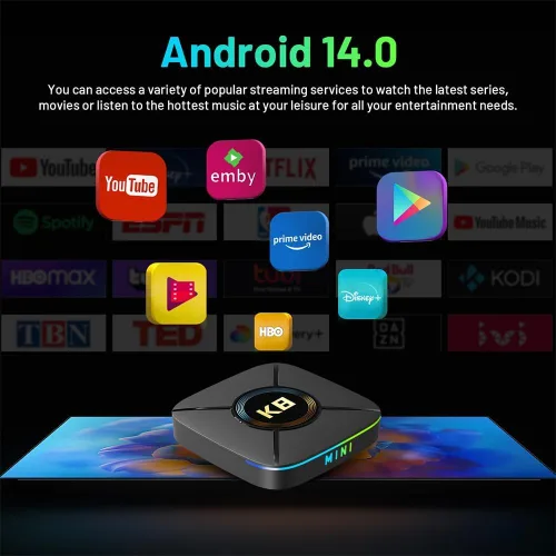 Vista 3 de Android 14,0 TV Box RK3518 Quad Core 2GB RAM 32GB ROM 4K, WiFi dual 6, BT5.0