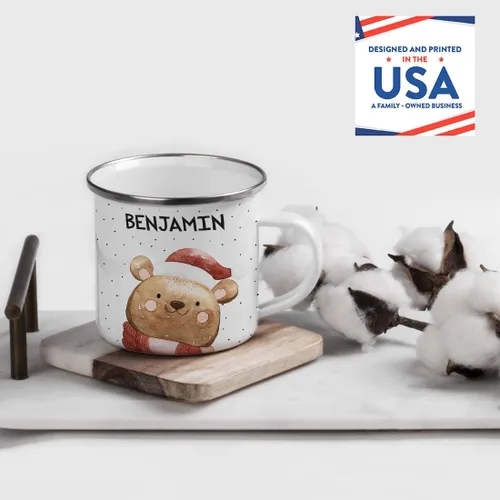 Vista 2 de Andaz Press Taza de café personalizada de acero inoxidable de 11 onzas, regalo de broma, oso de acuarela, 1 paquete, ideas personalizadas de taza