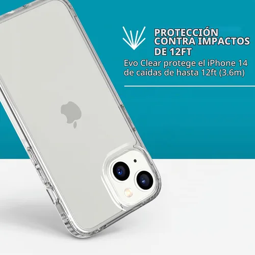 Vista 3 de tech21 Funda transparente para iPhone 14 Evo, resistente a los arañazos, absorción de golpes, con protección contra caídas de 12 pies