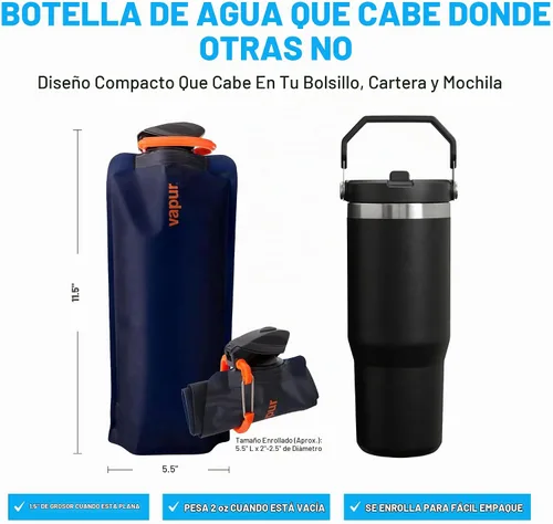 Vista 4 de Vapur Botella Flexible y Plegable de Boca Ancha Anti-Botella con Mosquetón Desmontable, Hidratación Conveniente y Portátil para Viajes y Aventuras